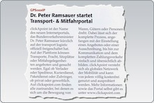 Dr. Peter Ramsauer startet Transport- & Mitfahrportal